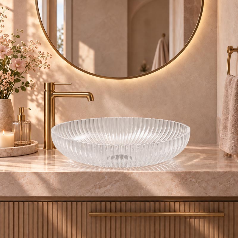 Oval Above Counter Art Wash Basin Tempered Glass 510x350x150mm - Colours Available