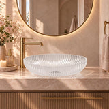 Oval Above Counter Art Wash Basin Tempered Glass 510x350x150mm - Colours Available
