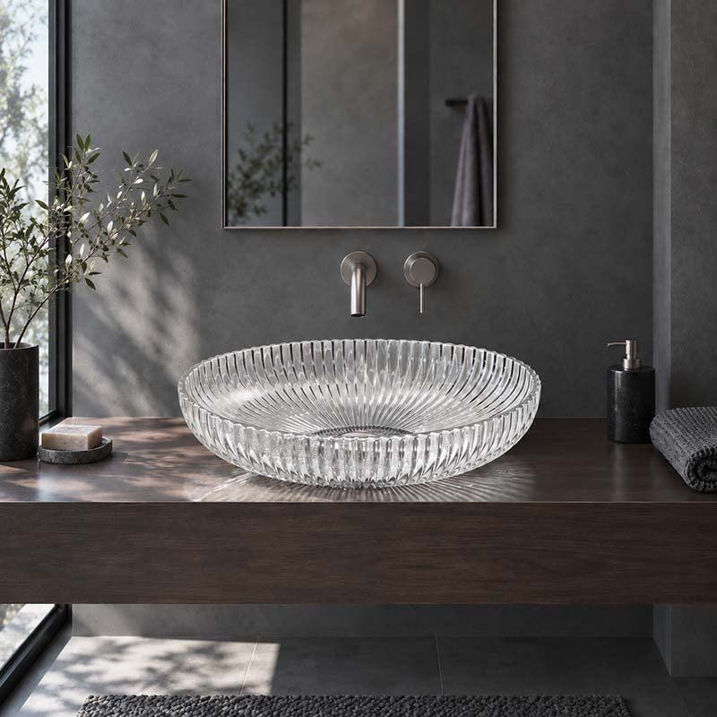Oval Above Counter Art Wash Basin Tempered Glass 510x350x150mm - Colours Available