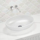 510X350X150Mm Oval Above Counter Art Wash Basin Tempered Glass White Basins