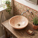 Round Above Counter Basin Onyx Surface Bathroom Stone Wash Basin 420x420x140mm