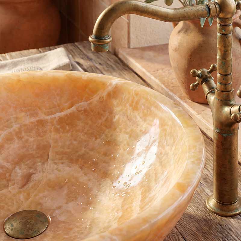 Round Above Counter Basin Onyx Surface Bathroom Stone Wash Basin 420x420x140mm