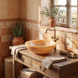 Round Above Counter Basin Onyx Surface Bathroom Stone Wash Basin 420x420x140mm