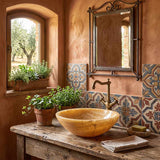 Round Above Counter Basin Onyx Surface Bathroom Stone Wash Basin 420x420x140mm