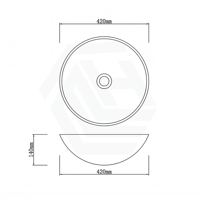 Round Above Counter Basin Onyx Surface Bathroom Stone Wash Basin 420x420x140mm