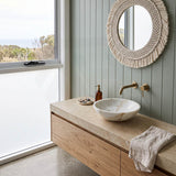 Round Above Counter Basin Bathroom Stone Wash Basin 420x420x140mm - White Marble Surface