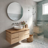 Round Above Counter Basin Bathroom Stone Wash Basin 420x420x140mm - White Marble Surface