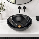 Round Above Counter Stone Basin Marble Surface Bathroom Stone Wash Basin 420x420x140mm - Gloss Black