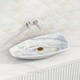700x390x110mm Above Counter Stone Basin Special Shape White Onyx Surface Luxury Bathroom Wash Basin Vintage