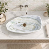 Above Counter Stone Basin Special Shape Luxury Bathroom Wash Basin Vintage 700x390x110mm - White Onyx Surface