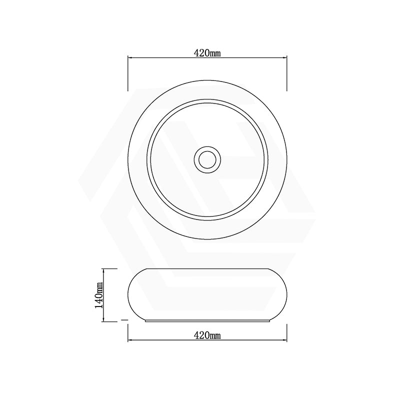 Infinity Round Stone Above Counter Basin NO Overflow 420x420x140mm - White Marble