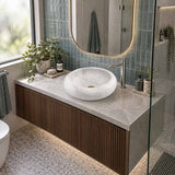 Infinity Round Stone Above Counter Basin NO Overflow 420x420x140mm - White Marble