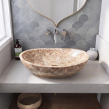 Above Counter Stone Basin Oval Bathroom Wash Basin Antique 500x350x150mm - Marble Surface