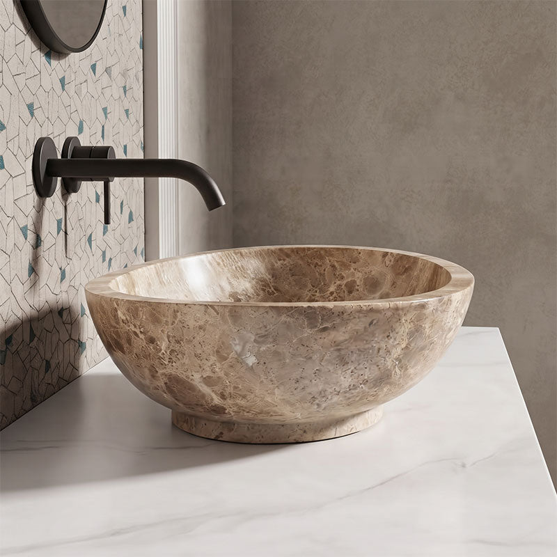 Above Counter Stone Basin Oval Bathroom Wash Basin Antique 500x350x150mm - Marble Surface
