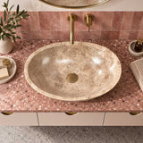 Above Counter Stone Basin Oval Bathroom Wash Basin Antique 500x350x150mm - Marble Surface