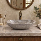 Above Counter Stone Basin Oval Shape Marble Surface Bathroom Wash Basin Antique Vintage 500x350x150mm