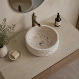 Above Counter Basin Bathroom Round Stone Wash Basin Vintage Antique 420x420x140mm - Marble Surface