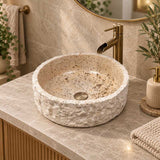 Above Counter Basin Bathroom Round Stone Wash Basin Vintage Antique 420x420x140mm - Marble Surface
