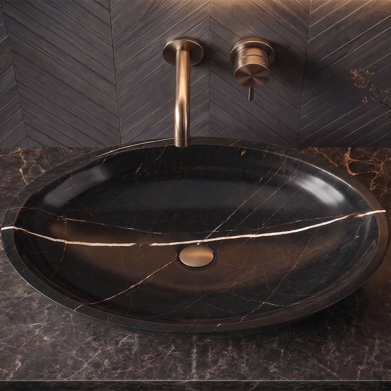 Above Counter Stone Basin Oval Shape Marble Surface Bathroom Wash Basin Antique Vintage 600x380x150mm