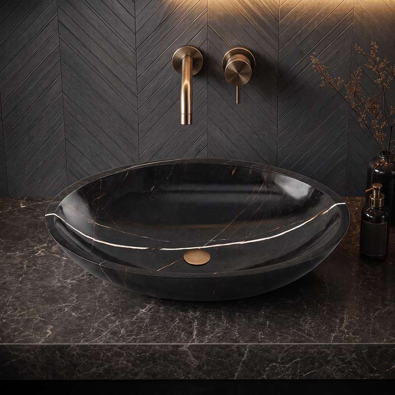 Above Counter Stone Basin Oval Shape Marble Surface Bathroom Wash Basin Antique Vintage 600x380x150mm