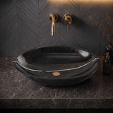 Above Counter Stone Basin Oval Shape Marble Surface Bathroom Wash Basin Antique Vintage 600x380x150mm