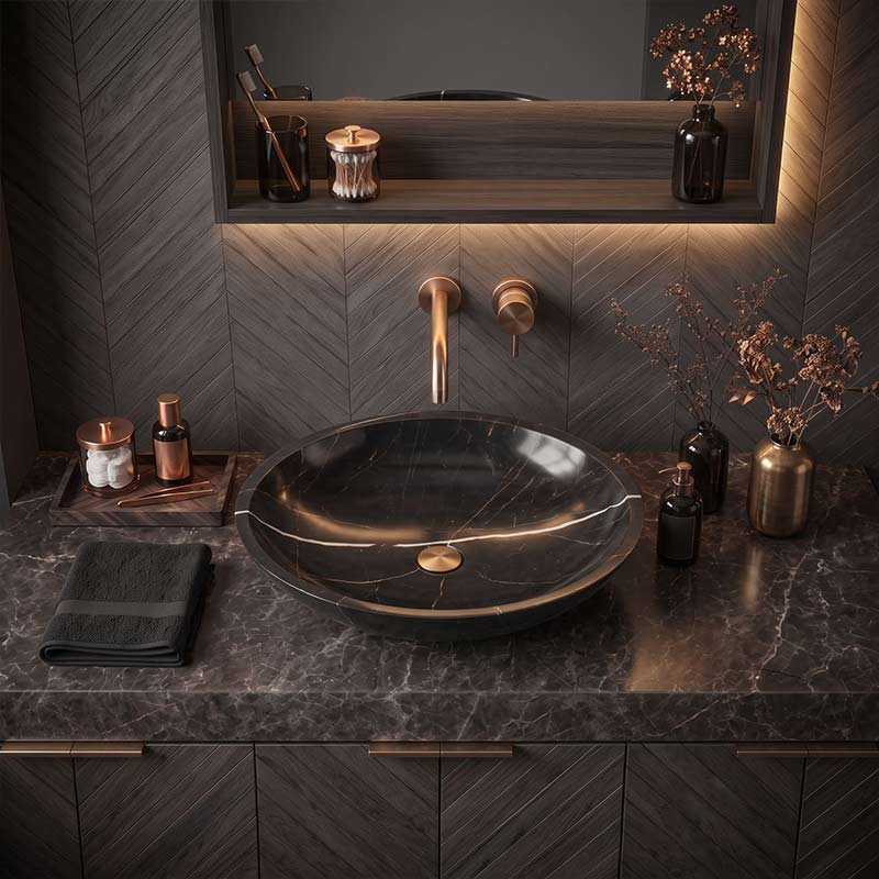 Above Counter Stone Basin Oval Shape Marble Surface Bathroom Wash Basin Antique Vintage 600x380x150mm