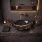 Above Counter Stone Basin Oval Shape Marble Surface Bathroom Wash Basin Antique Vintage 600x380x150mm