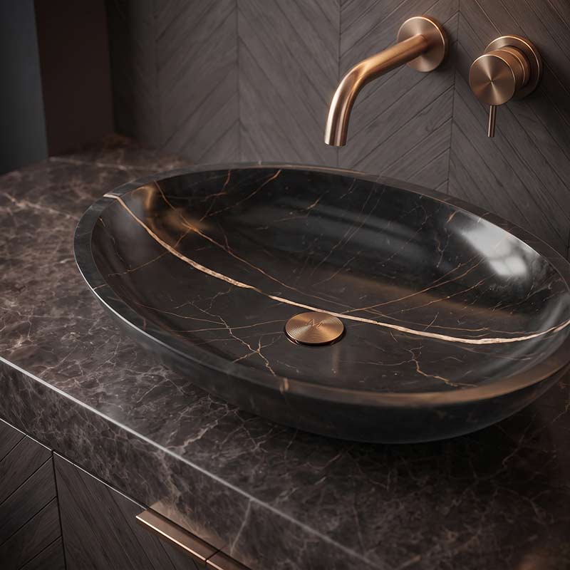 Above Counter Stone Basin Oval Shape Marble Surface Bathroom Wash Basin Antique Vintage 600x380x150mm