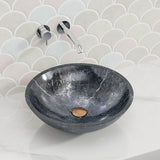 420X420X140Mm Stone Round Above Counter Basin Dark Marble Surface