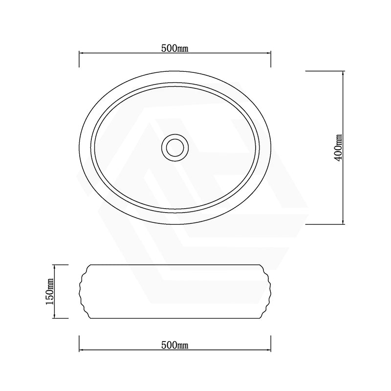 Oval Above Counter Stone Basin Vintage Antique Bathroom Wash Basin 500x400x150mm - Marble Surface