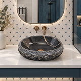 Oval Above Counter Stone Basin Vintage Antique Bathroom Wash Basin 500x400x150mm - Marble Surface