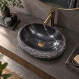 Oval Above Counter Stone Basin Vintage Antique Bathroom Wash Basin 500x400x150mm - Marble Surface