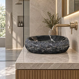 Oval Above Counter Stone Basin Vintage Antique Bathroom Wash Basin 500x400x150mm - Marble Surface