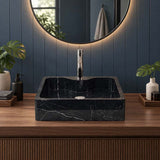 Above Counter Marble Surface Stone Basin Antique with Tap Hole 500x380x150mm - Black Marble