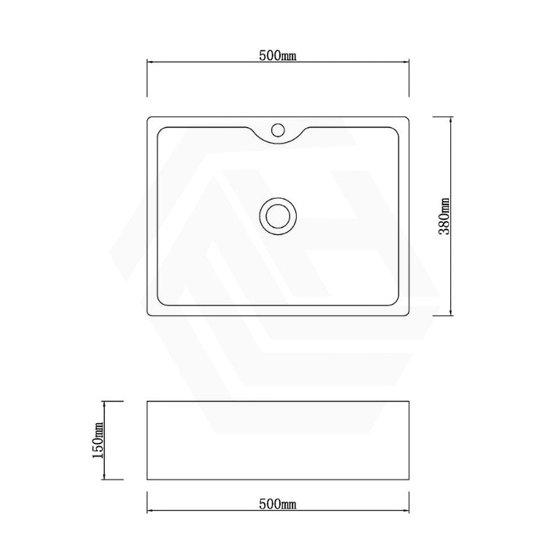 Above Counter Marble Surface Stone Basin Antique with Tap Hole 500x380x150mm - Black Marble