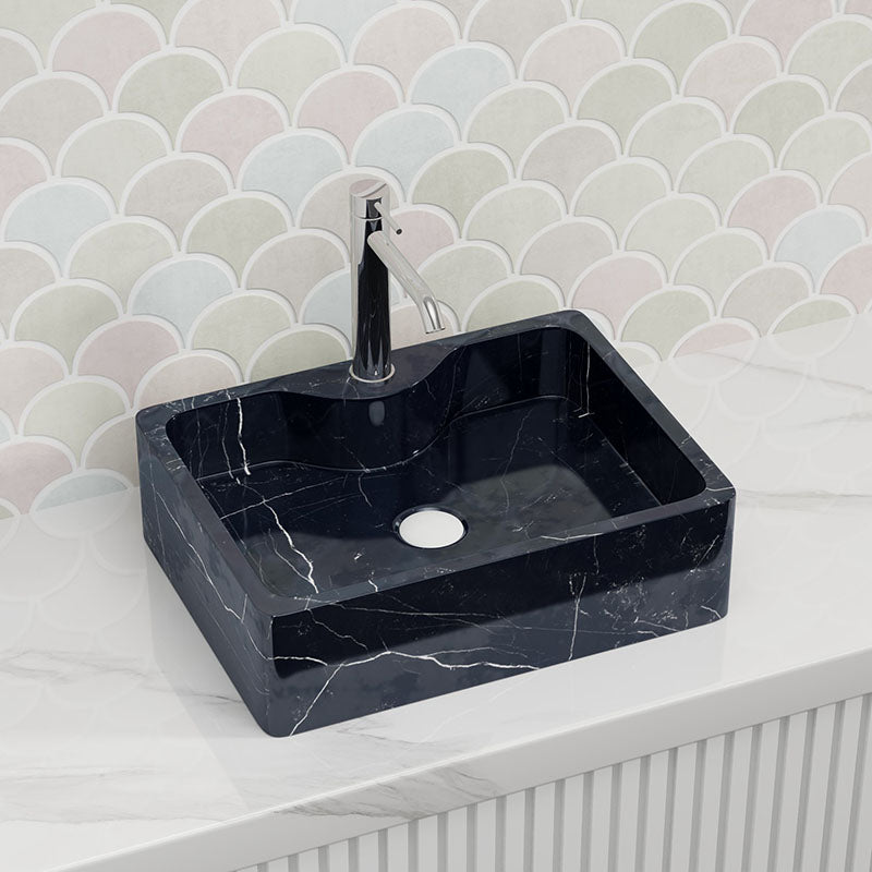 500X380X150Mm Above Counter Stone Basin Rectangle Marble Surface Bathroom Wash Antique Vintage With