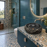 Infinity Round Marble Stone Above Counter Basin NO Overflow 420x420x150mm - Multi Colour
