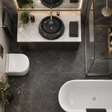 Infinity Round Marble Stone Above Counter Basin NO Overflow 420x420x150mm - Multi Colour