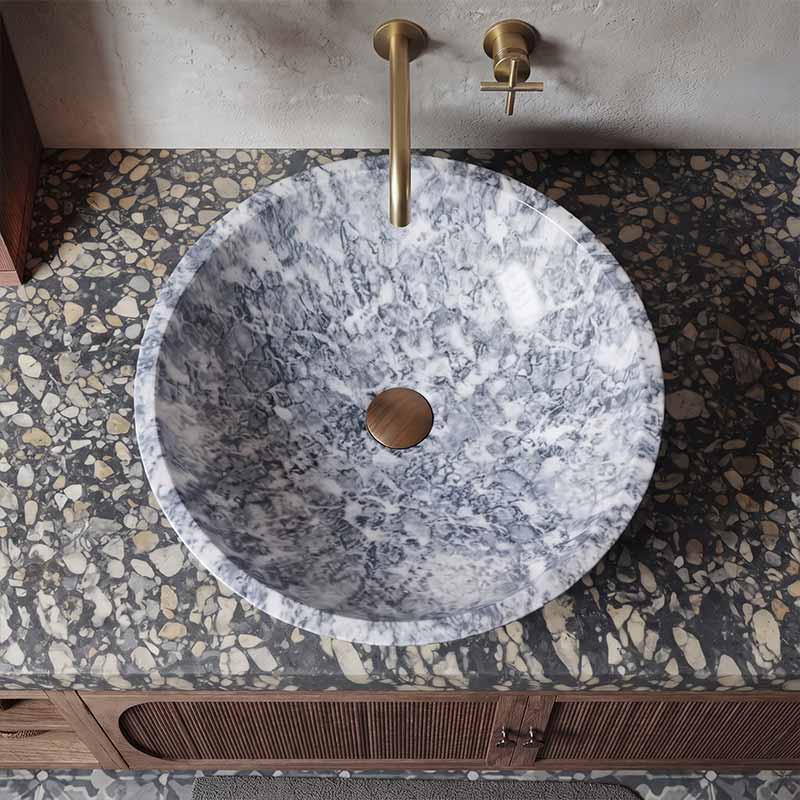 Above Counter Basin Bathroom Round Stone Wash Basin 420x420x140mm - Marble Surface