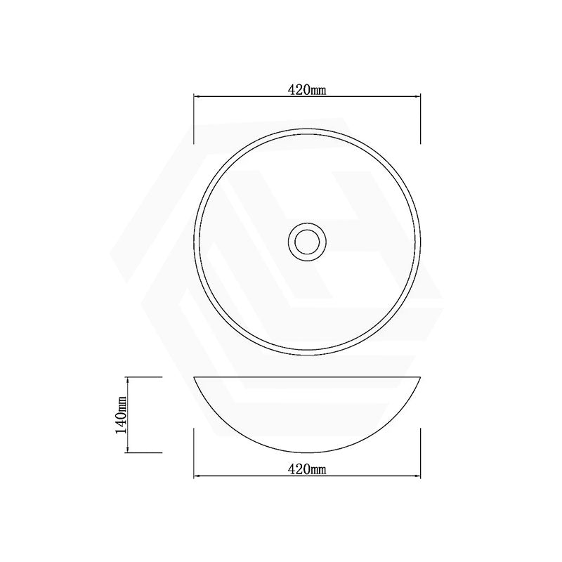 Above Counter Basin Bathroom Round Stone Wash Basin 420x420x140mm - Marble Surface