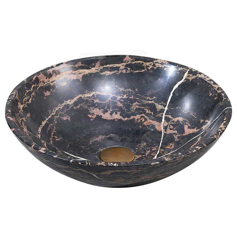 Antique Above Counter Basin Marble Surface Bathroom Round Stone Wash Basin 420x420x140mm
