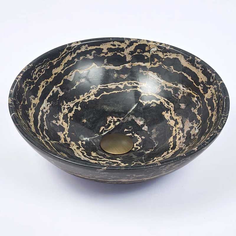 Antique Above Counter Basin Marble Surface Bathroom Round Stone Wash Basin 420x420x140mm