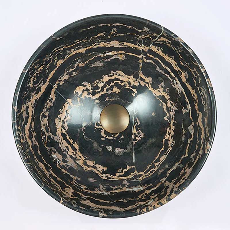 Antique Above Counter Basin Marble Surface Bathroom Round Stone Wash Basin 420x420x140mm