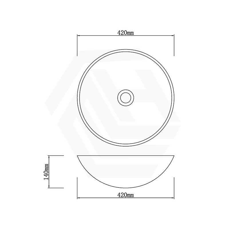 Antique Above Counter Basin Marble Surface Bathroom Round Stone Wash Basin 420x420x140mm