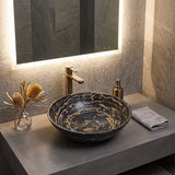 Antique Above Counter Basin Marble Surface Bathroom Round Stone Wash Basin 420x420x140mm