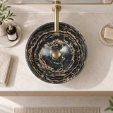 Antique Above Counter Basin Marble Surface Bathroom Round Stone Wash Basin 420x420x140mm