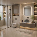 Above Counter Basin Marble Surface Antique Vintage Bathroom Round Stone Wash Basin 370x370x150mm