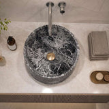 Above Counter Basin Marble Surface Antique Vintage Bathroom Round Stone Wash Basin 370x370x150mm
