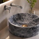 Above Counter Basin Marble Surface Antique Vintage Bathroom Round Stone Wash Basin 370x370x150mm
