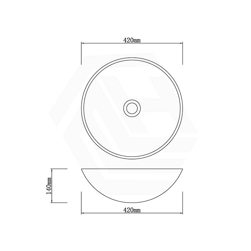 Above Counter Basin Bathroom Round Stone Wash Basin 420x420x140mm - Marble Mosaic Surface